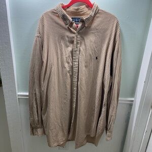 Ralph Lauren Tan Checkered Casual Shirt